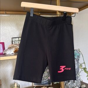 Black and Pink Athletic Shorts with Elastic Waistband